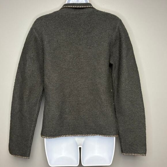 Lucidity 100% Wool Hand Embroidered Floral Cottagecore Grandmacore Blazer Sz L - Picture 3 of 5